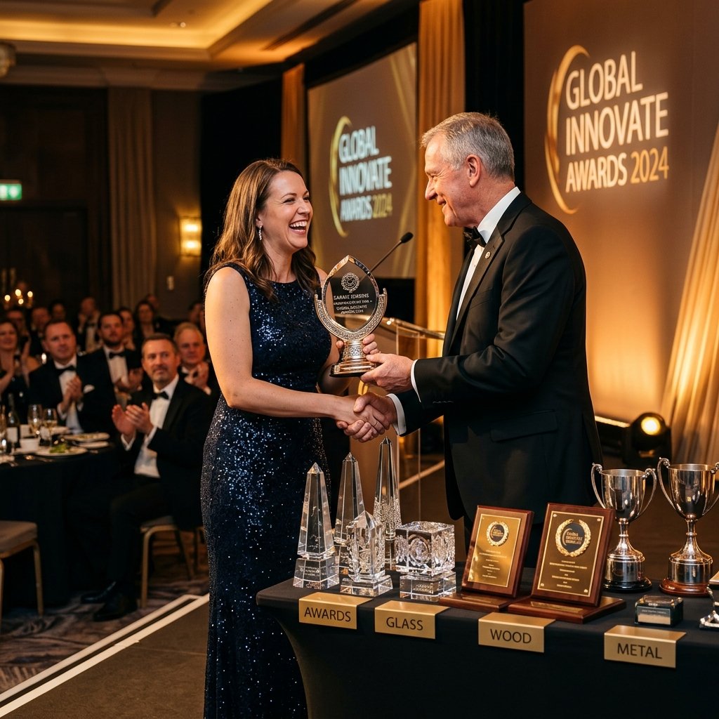 Metal trophies and corporate awards